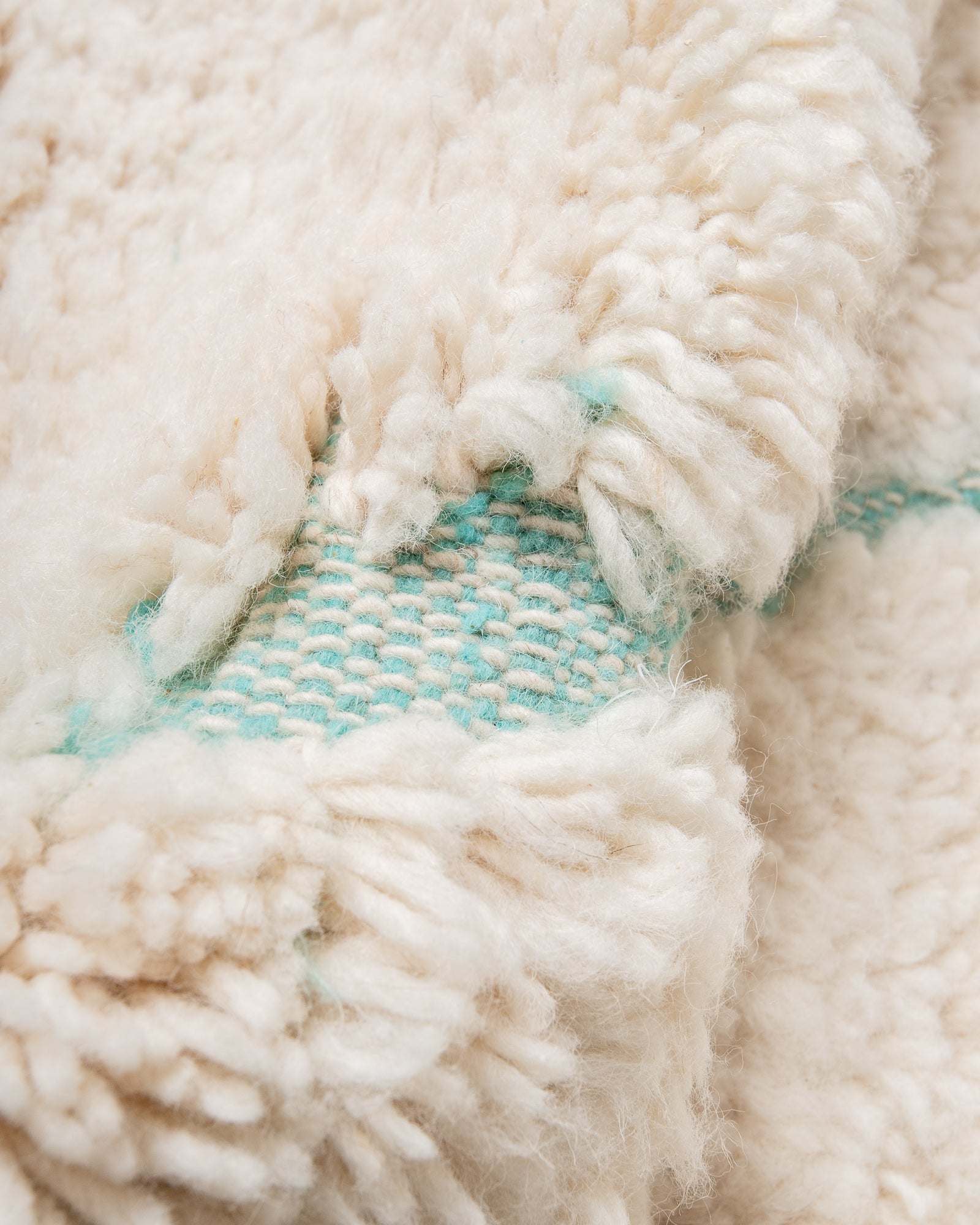 Modern, designer, handcrafted Berber rug from Morocco. Beniourain carpet with beautiful colours and patterns and fluffy wool texture.